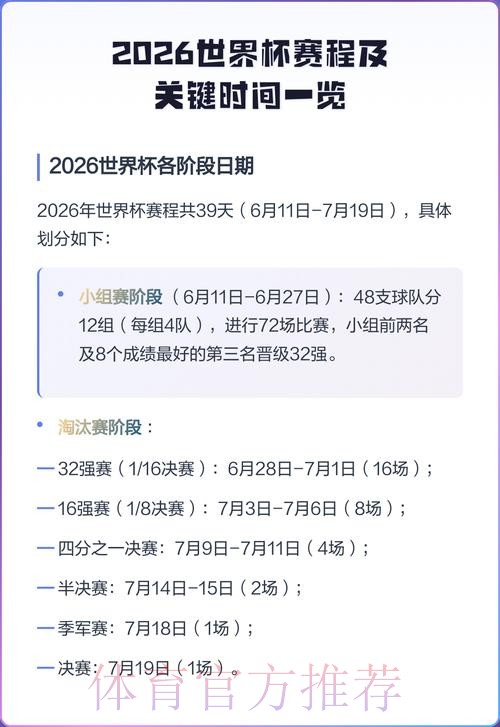 2026世界杯每日赛程最新比赛时间表怎么看